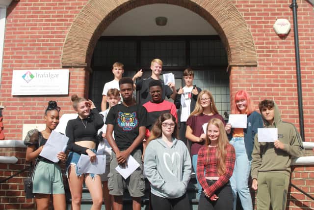Students from Trafalgar School with their GCSE results.