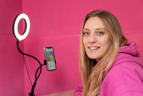 Molly at home in her studio where she broadcasts to YouTube. Picture: Mike Cooter (221021).