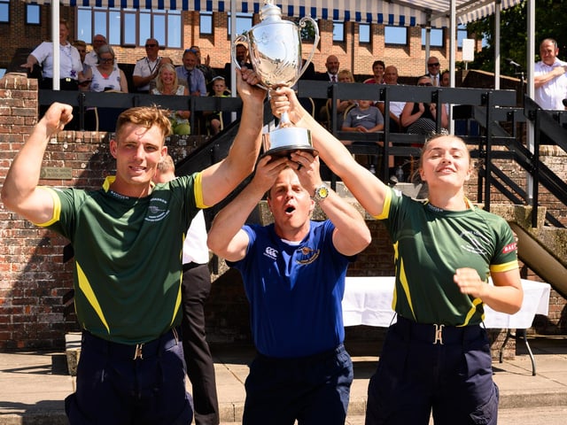 HMS Collingwood held the Junior Leaders Fieldgun Competition (JRFG) with teams from the RN and Army, Sea Cadets, BAE and UTC Colleges.
Victory Squadron, winners of the Junior Leaders field gun competition.
Picture: Keith Woodland