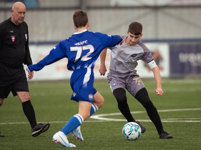Action from the U15 Campbell McFaull Invitation Cup final between Hayling St Andrews Blue and Hayling St Andrew White. Picture: Keith Woodland (260221-147)