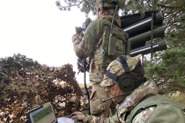Soldiers from 12 Regiment, Royal Artillery, testing out air defence kit during an exercise. Photo: British Army.