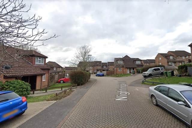 Samantha Ann Green, 36, from Bursledon and David Mark Weatherall, 39, from Bursledon, were arrested in Nightingale Close yesterday morning. Picture: Google Street View.