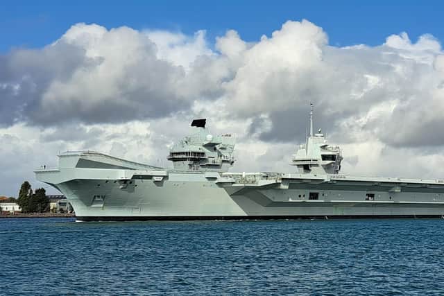HMS Queen Elizabeth leaves Portsmouth for the Westlant22 exercises off America, taking the place of her sister ship HMS Prince of Wales, which has propeller shaft issues
Picture: Karen Davis-Duncan