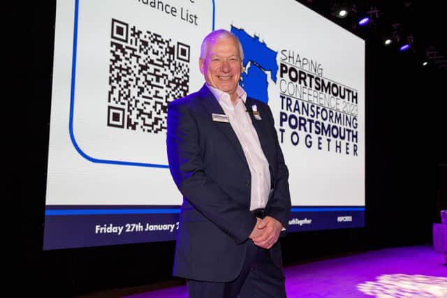 Stef Nienaltowski, Chief Executive Officer of Shaping Portsmouth, on stage at the annual conference.
Picture: Habibur Rahman