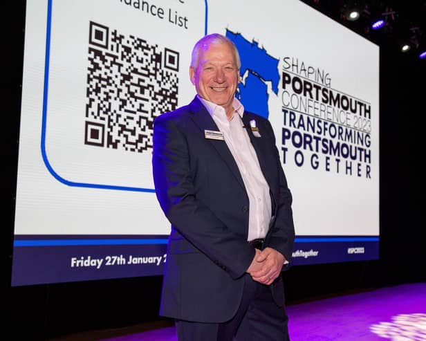 Stef Nienaltowski, Chief Executive Officer of Shaping Portsmouth, on stage at the annual conference.
Picture: Habibur Rahman