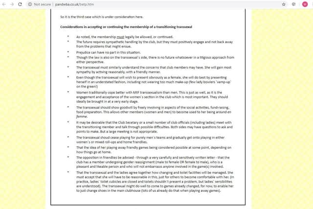A screenshot of the rules from the website of Portsmouth & District Women’s Bowling Association.