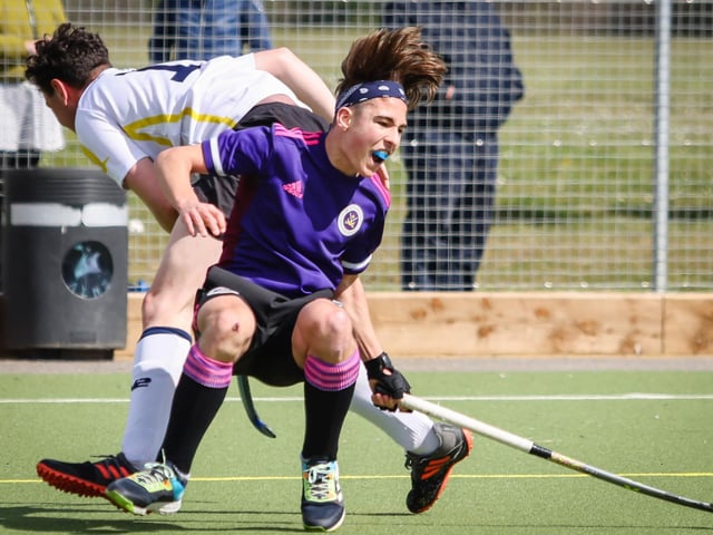 Portsmouth's Owen Barnes is brought down. Picture by Paul Collins