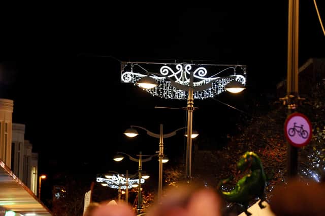 Christmas lights in Palmerston Road, Southsea. Picture: Sarah Standing (141119-2234).