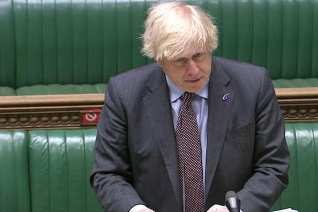 Prime Minister Boris Johnson, making a statement to the Commons updating MPs in the House of Commons, London, on the latest situation with the Coronavirus pandemic. Picture: House of Commons/PA Wire