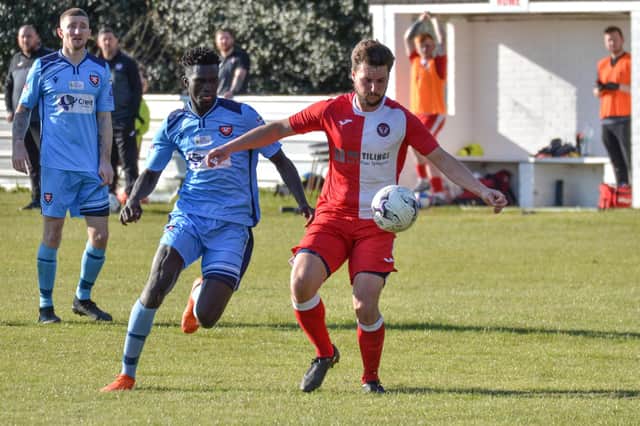 Lamin Jatta during his two-goal display for AFC Portchester at Folland. Picture: Daniel Haswell.