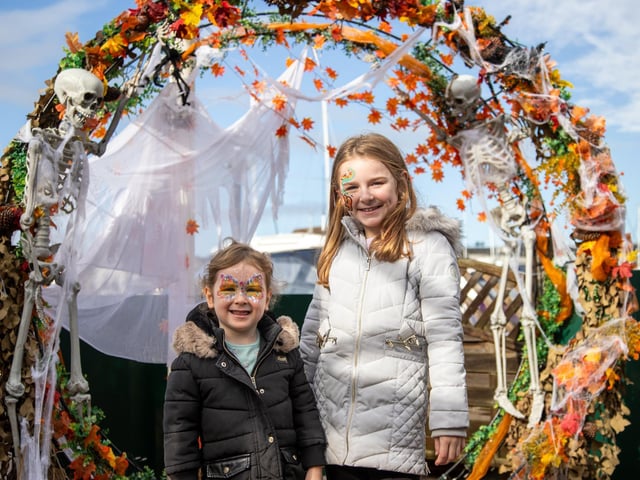 People flocked to Port Solent on Thursday to enjoy the half term entertainment, including arts and craft, face painting and magic shows.
Pictured - Chloe, 3 and Olivia, 7 from Widley enjoying the half term kids club
Photos by Alex Shute