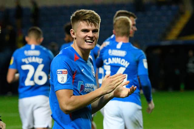 Left-back Joe Hancott hasn't played for Pompey since October following a serious knee injury. Picture: Graham Hunt/ProSportsImages