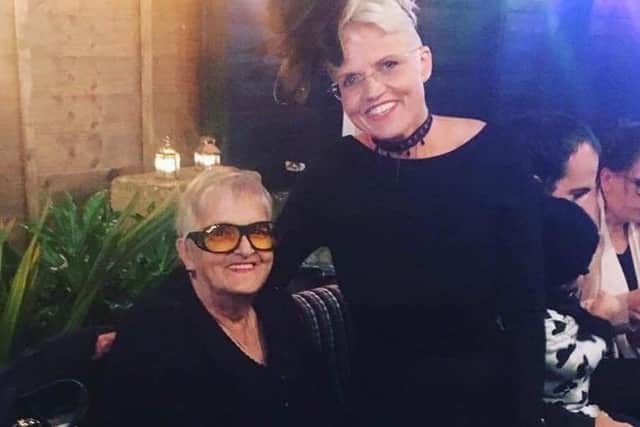 Ann Milligan, who has died from pneumonia and Covid-19, pictured with her daughter Lesley Meenaghan, who is warning people to stay at home. Picture: Lesley Meenaghan