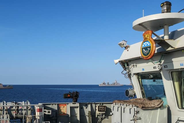 The view from HMS Spey during the exercises in Australian waters.