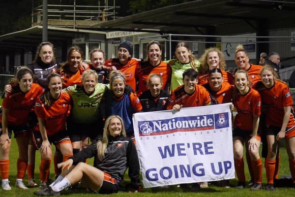 AFC Portchester celebrate winning the top flight of the Hampshire Women's League last night. Picture by Lindsay Hyde