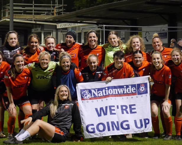 AFC Portchester celebrate winning the top flight of the Hampshire Women's League last night. Picture by Lindsay Hyde