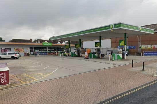 The BP garage in Northern Road, Cosham, were a car burst into flames. Photo: Google.