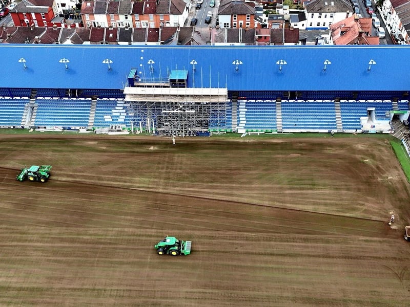 Drone footage has captured some incredible images of the football pitch at Fratton Park as it gets ready for next season. Picture credit: My Portsmouth By Drone