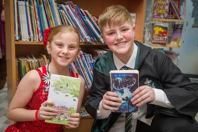 Tayla Fallon, 9, and Quinn Wylie, 11, enjoyed dressing up for World Book Day.
 Picture: Habibur Rahman