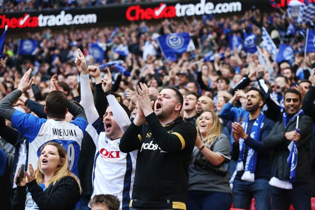 Pompey fans inside Wembley stadium against Sunderland two years ago