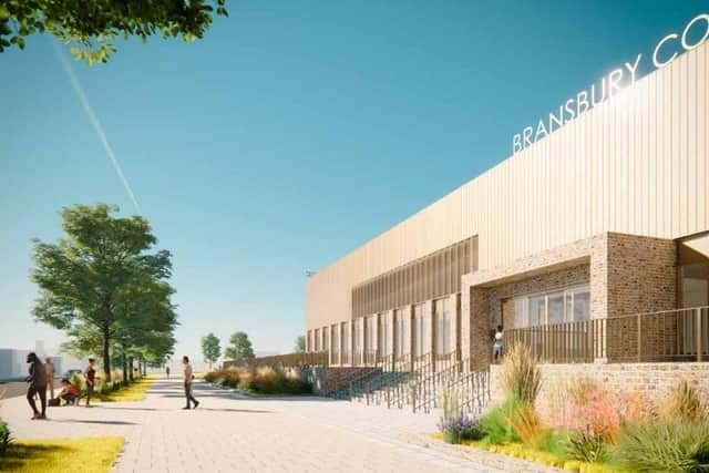 A CGI of the proposed new Bransbury Park leisure centre. Credit: Portsmouth City Council