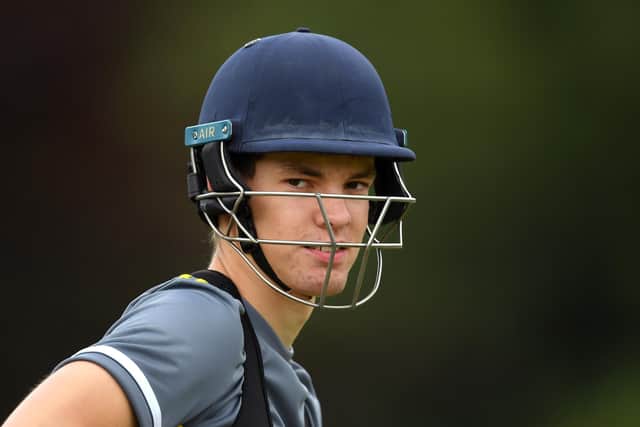 Hampshire Academy bowler Scott Currie pictured in the nets at Arundel CC this month. Photo by Alex Davidson/Getty Images.