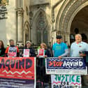 Portsmouth residents and members of the community campaign group Let's Stop Aquind, outside the Royal Courts of Justice in London during the judicial review in November Picture: Tom Pilgrim/PA Wire