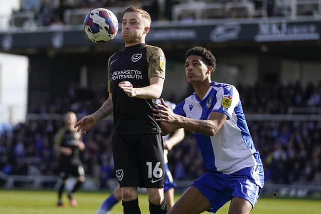 Joe Morrell will miss Pompey's clash with Port Vale - and John Mousinho admits the midfielder cannot be replaced. Picture: Jason Brown/ProSportsImages