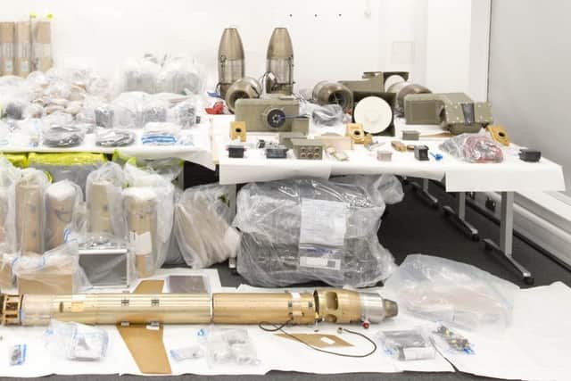 Some of the weapons and parts seized by HMS Montrose last year