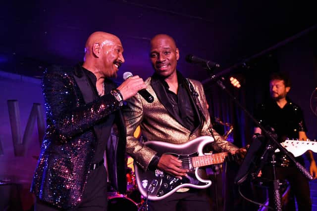 Light of The World's Gee Bello and Nat Augustin on stage. The band play The Gaiety in Southsea on January 30, 2022