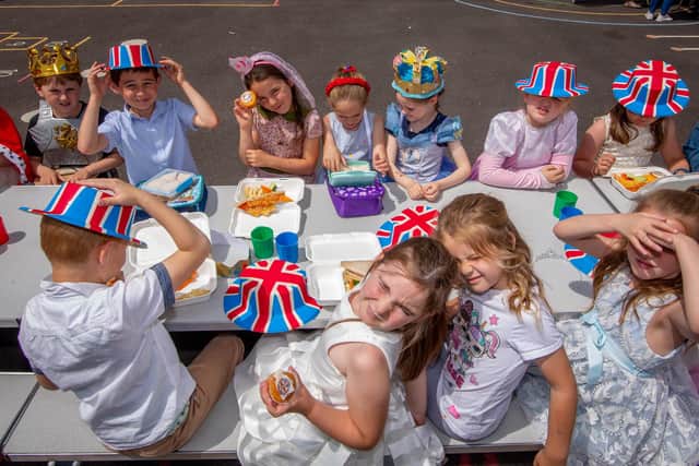 Mengham Infant pupils having a Jubilee lunch. Picture: Habibur Rahman