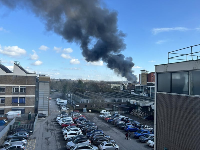 A large fire has broken out close to Southampton's St Mary's Stadium, just a few hours before their match against Preston is due to kick-off. (Emily S/@esmith495/PA Wire)