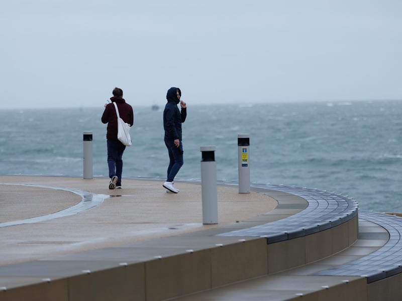 It was a quieter day than expected in Southsea with only a few hardy walkers and runners venturing out into the wind and rain.