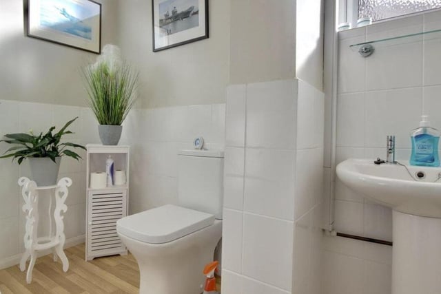 The listing says: "This property is modern, offers spacious rooms throughout and has beautiful original features making it the perfect family home. Downstairs you benefit from the dining room with bay, modern kitchen, shower room, lounge to the rear and the conservatory. Upstairs you have three good size double bedrooms, a study/cot room and the second shower room."