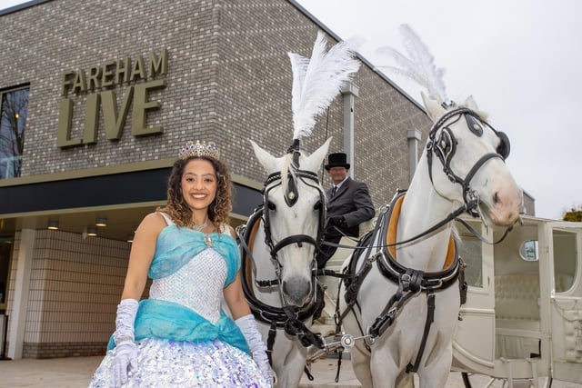 Cinderella was on hand to promote the upcoming Christmas panto of 'Cinderella' being held at Fareham Live this December.
Pictured - Cinderella was on hand with her horses and coach.
Photos by Alex Shute
