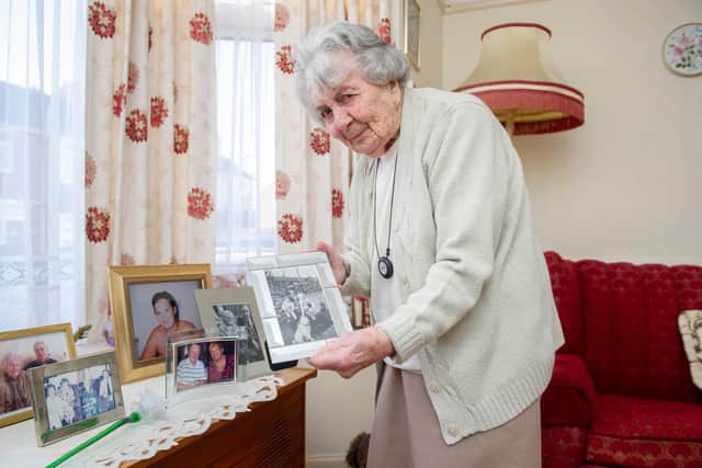 Eunice Forhead, born in Portsea is celebrating her 108th birthday. Pictured:  Eunice Forhead at her home holding a picture of her father on Wednesday 12 January 2022. Photo: Habibur Rahman.