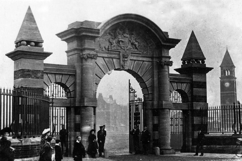 The entrance to the Royal Naval Barracks in Queen Street, Portsea, about 1910. Picture: costen.co.uk
