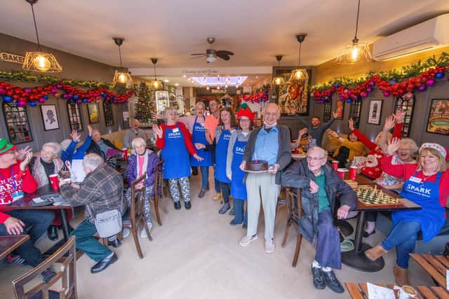 Maisie Smith's son Robin Bartlett with members of the Spark Community at Sherlock's Bar, Southsea.

Picture: Habibur Rahman