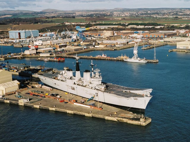 They are HMS Invincible in Rosyth at the end of her refit and also at sea for the first time