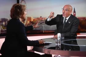 For use in UK, Ireland or Benelux countries only BBC handout photo of Education Secretary Nadhim Zahawi being interviewed by Jo Coburn on the BBC One current affairs programme, Sunday Morning. Picture date: Sunday May 22, 2022.