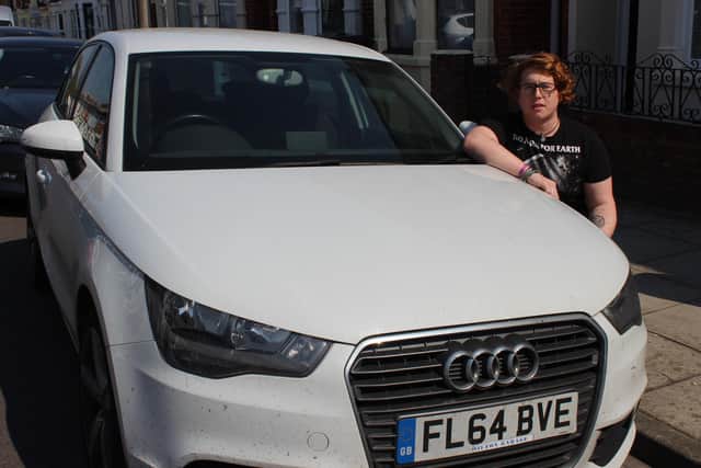 Jack Gatford, partner of Hannah Grant, with his recovered stolen Audi
