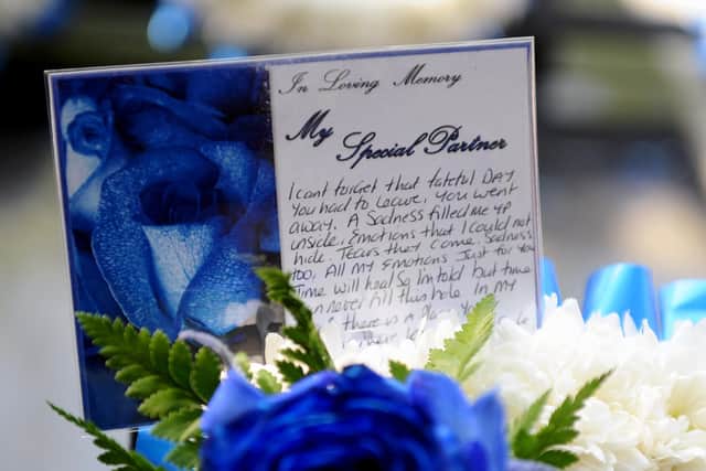 A heartbreaking message from Dom Merrix's grieving partner, Sarah.
Picture: Sarah Standing (270420-8009)