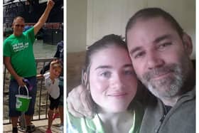 (left) Peter Farrugia from Portsmouth with daughter Coco, and (right) eldest daughter Aimee-Rose Harrison with dad Peter