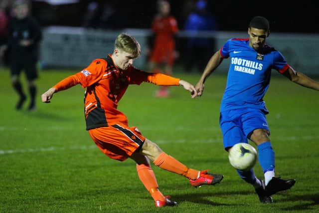 Harvey Aston, left, has made 36 US Portsmouth starts this season - only Shawn Benjamin (39) has made more. Picture: Stuart Martin