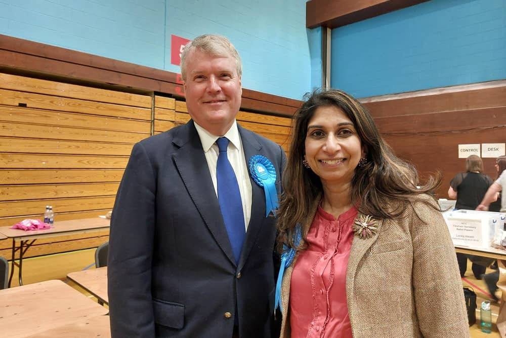Sean Woodward, leader of Fareham Conservative Party and Suella Braverman MP