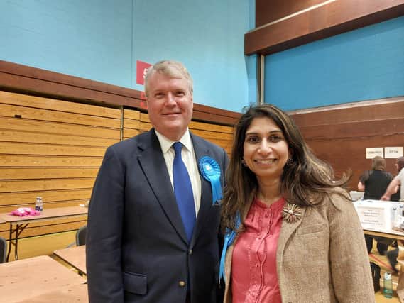 Sean Woodward, leader of Fareham Conservative Party and Suella Braverman MP