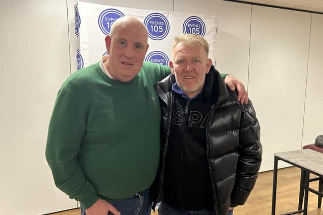 Pompey favourite Robert Prosinecki back with Kev McCormack after returning to Fratton Park on Saturday after a 21-year absence