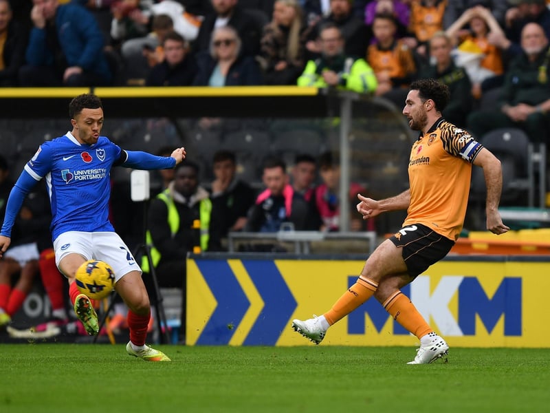Jordan Williams tries to cut out a cross from Hull's Lewis Coyle. Picture: Ian Lyall/ProSportsImages
