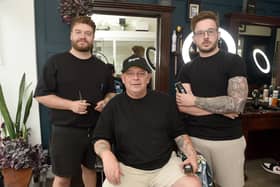 The Barbers in Pembroke Road, Old Portsmouth, will be opening their doors on Sunday, September 18, between 10am-1pm exclusively for HM forces who are getting ready for Queen Elizabeth II funeral on Monday.
From left, barber Ashley Caisley, manager Bob Jennings and barber Pete Clements