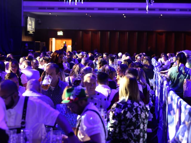 Oktoberfest 2023 at Portsmouth Guildhall. Pictured is action from the event.
Saturday 28th October 2023.
Picture: Sam Stephenson.